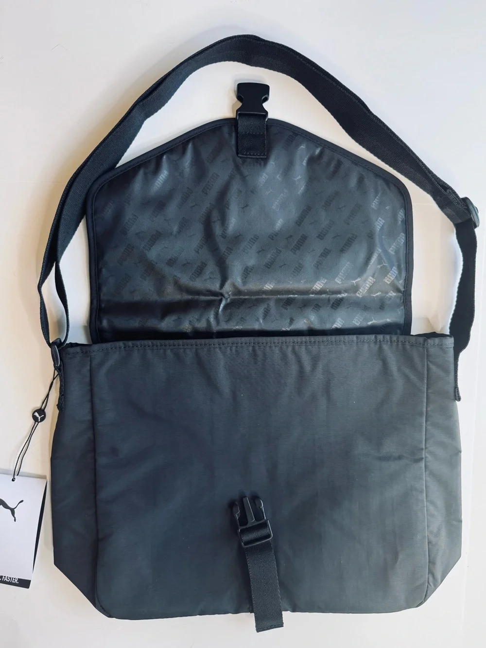 Puma Black Nylon Messenger Bag with Adjustable Strap NWT